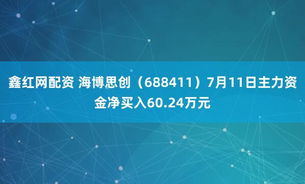 鑫红网配资 海博思创（688411）7月11日主力资金净买入60.24万元